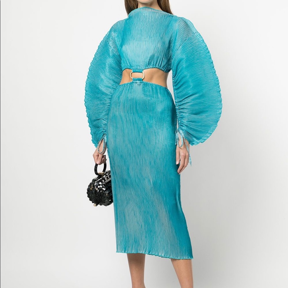Cult Gaia Akilah Plissé Cut-out Midi Dress